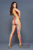 Music Legs Lingerie Strapless Big Diamond Net Rainbow Footless Bodystocking ML1177