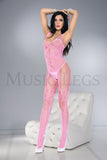 Music Legs Floral Bodice Bodystocking with Faux Garter and Stockings ML1783