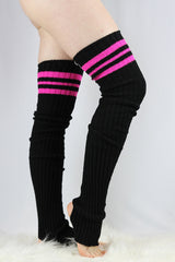 Rarr Football Extra Long Stirr-Up Knit Legwarmers Black/Pink