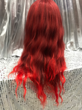 Red Ombre 24" Synthetic Wavy Wig With Soft Fringe