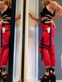 Red And Black Cut Out Cargo Pants Extra Small