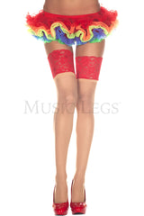 Music Legs Sheer Thigh with Contrast Wide Lace Top ML4128