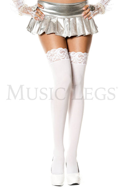 Music Legs Lace Top Opaque Thigh Highs ML4747