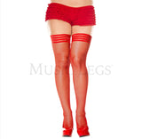 Music Legs Hosiery Fishnet Stockings with Silicone Stay Up Rib Top ML49027