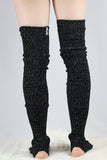 Rarr Glitter Extra Long Stirr-Up Knit Legwarmers Black
