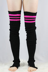 Rarr Football Extra Long Stirr-Up Knit Legwarmers Black/Pink