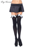 Leg Avenue Nylon Thigh High Stockings with Bow & Lace Ruffle 6262