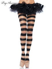Leg Ave Black and Beige Striped Stockings 7917