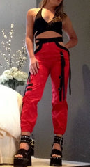 Red And Black Cut Out Cargo Pants Extra Small