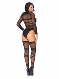 Leg Avenue Truth Or Dare Bodysuit And Thigh Highs Set 8471