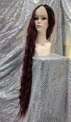 Burgundy 40" Wavy Heat Resistant Lace Front Wig