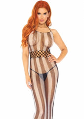 Leg Avenue Striped Fishnet Halter Dress 88022