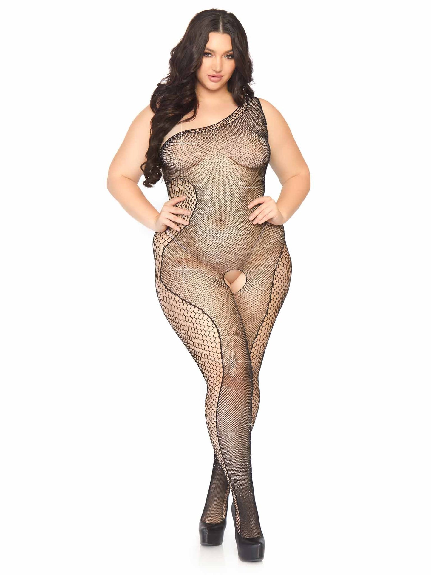 Leg Avenue Rhinestone Asymmetrical Bodystocking 89240