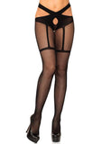 Faux Garter Fishnet Wrap Around Crotchless Tights 9287