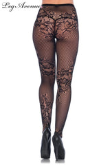 Leg Avenue Seamless Allure Net And Lace Tights 9756