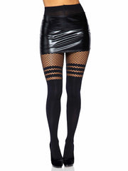 Leg Avenue Ada Tights with Fishnet Accent 9999