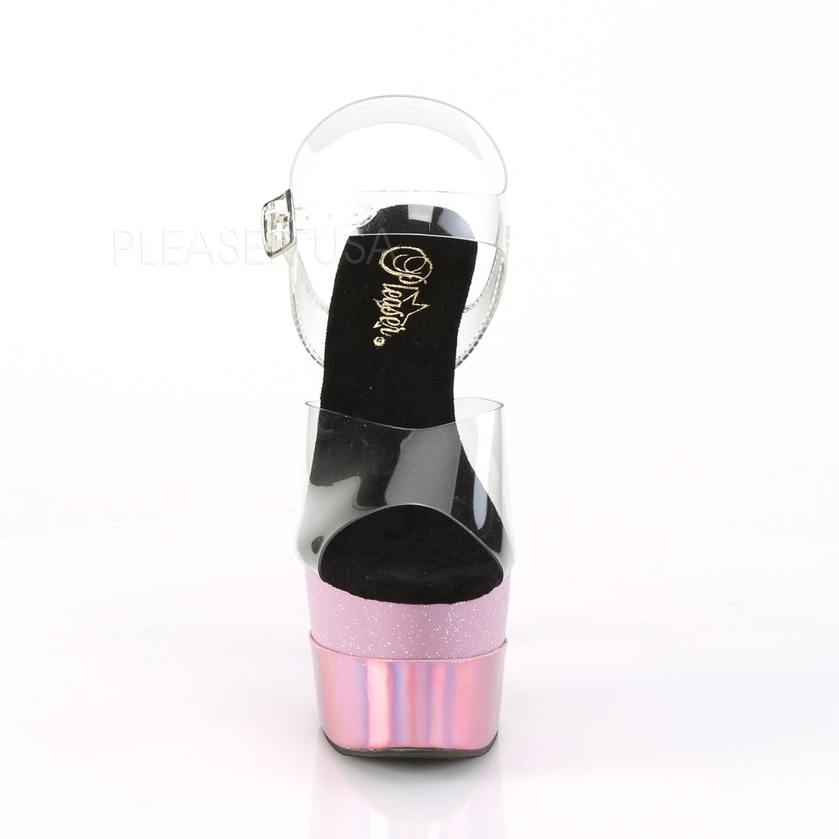 ADORE-708-2HGM  Clear/Baby Pink Glitter Hologram