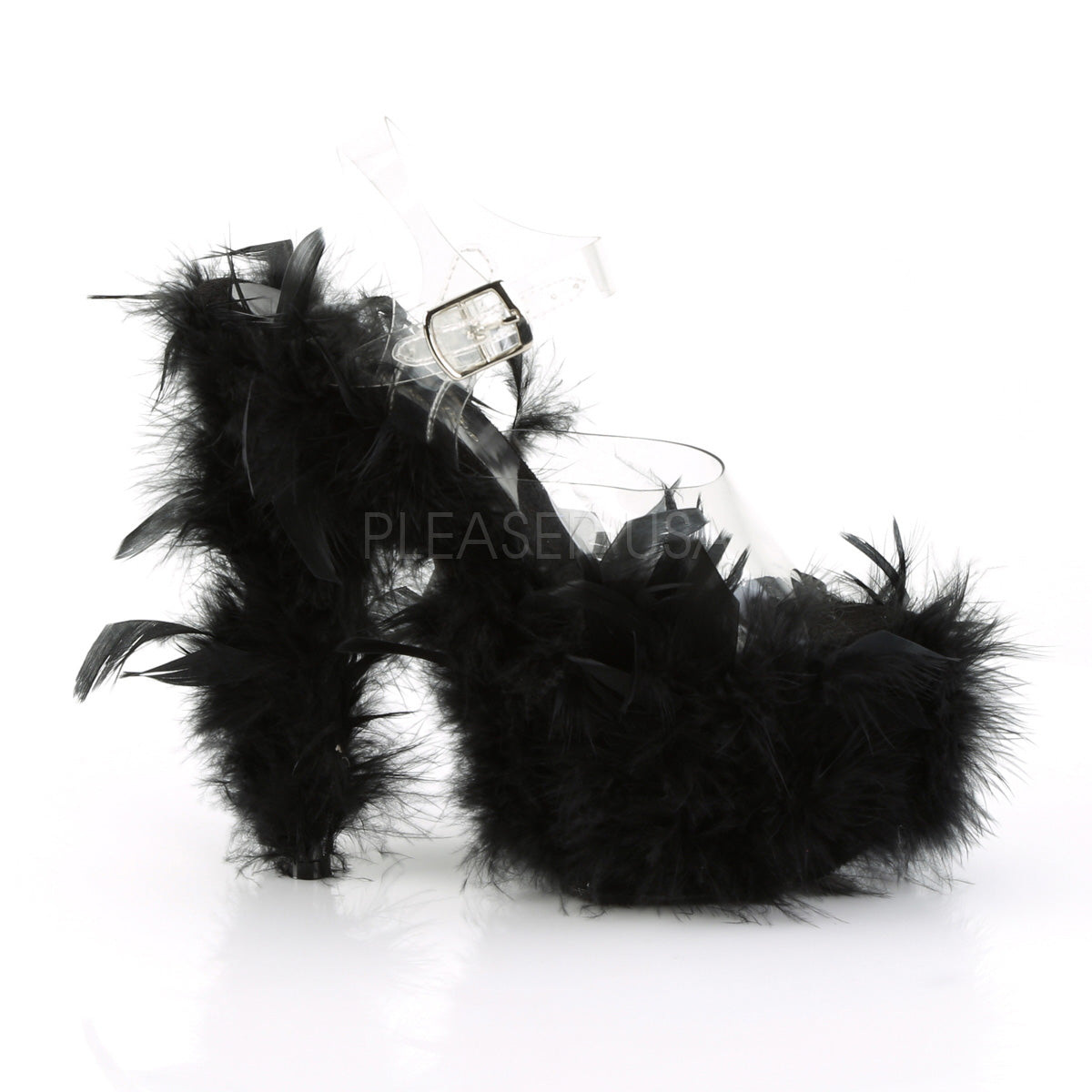 ADORE-708F  Clear/Black Marabou Feather