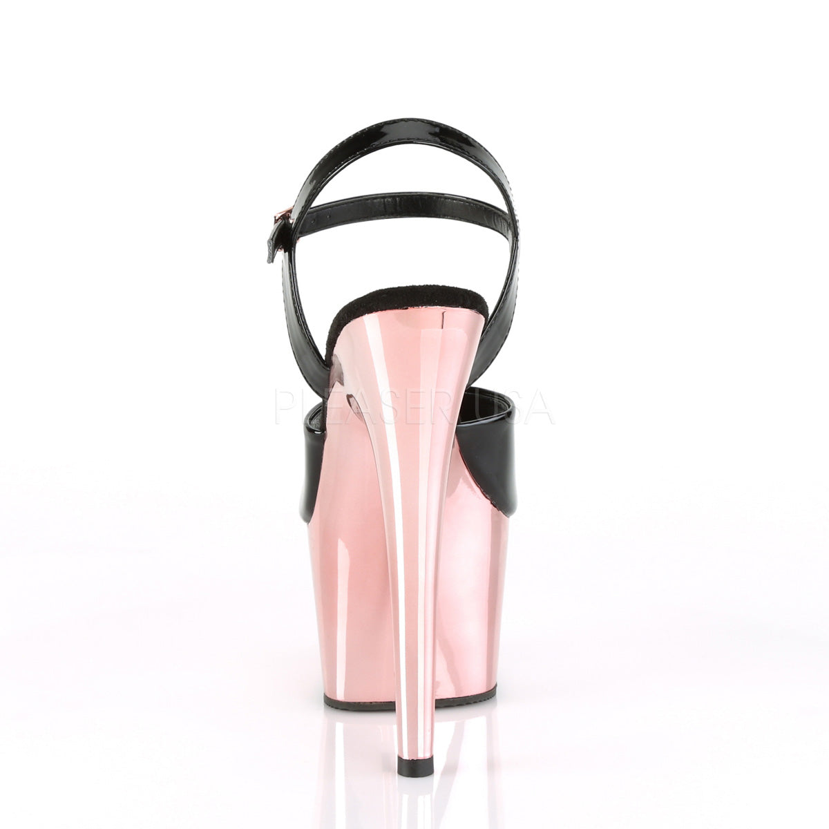 ADORE-709  Black Patent/Rose Gold Chrome