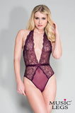 Music Legs Lingerie Halter Lace Teddy With Cheeky Back ML80054