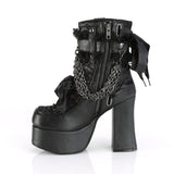 CHARADE-110  Black Vegan Leather-Lace Overlay