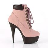 DELIGHT-600TL-02  Baby Pink Nubuck Faux Leather/Dark Brown Matte