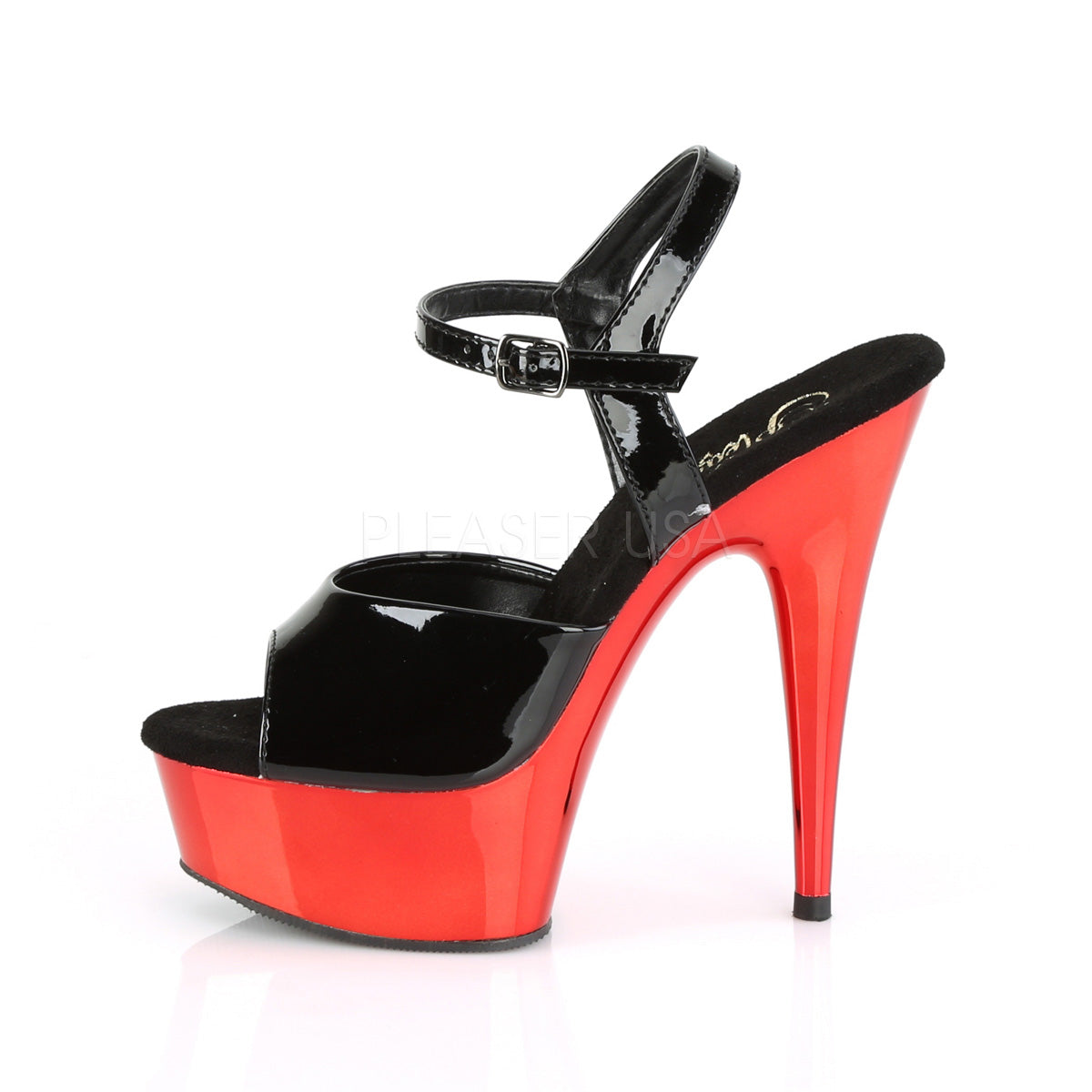DELIGHT-609  Black Patent/Red Chrome