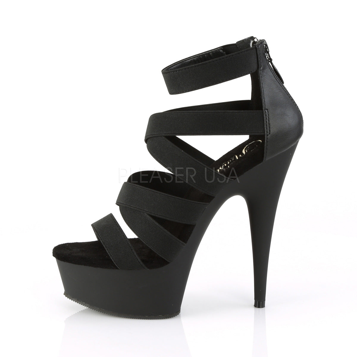DELIGHT-659  Black Elastic Band-Faux Leather/Black Matte