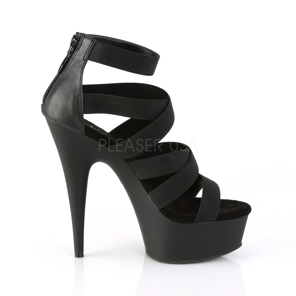 DELIGHT-659  Black Elastic Band-Faux Leather/Black Matte