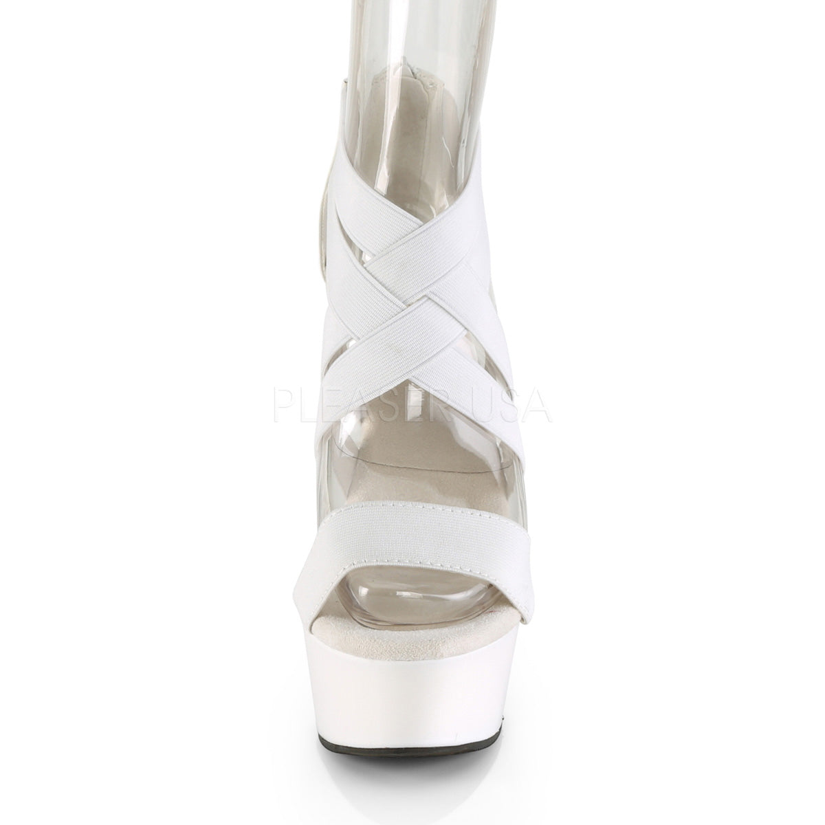 DELIGHT-669  White Elastic Band-Faux Leather/White