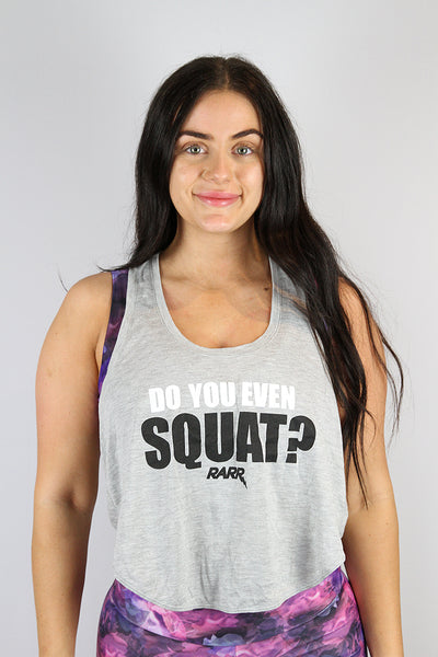 Rarr Do You Even Squat Crop Tank Grey Marle