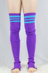 Rarr Football Extra Long Stirr-Up Knit Legwarmers Purple/Turq