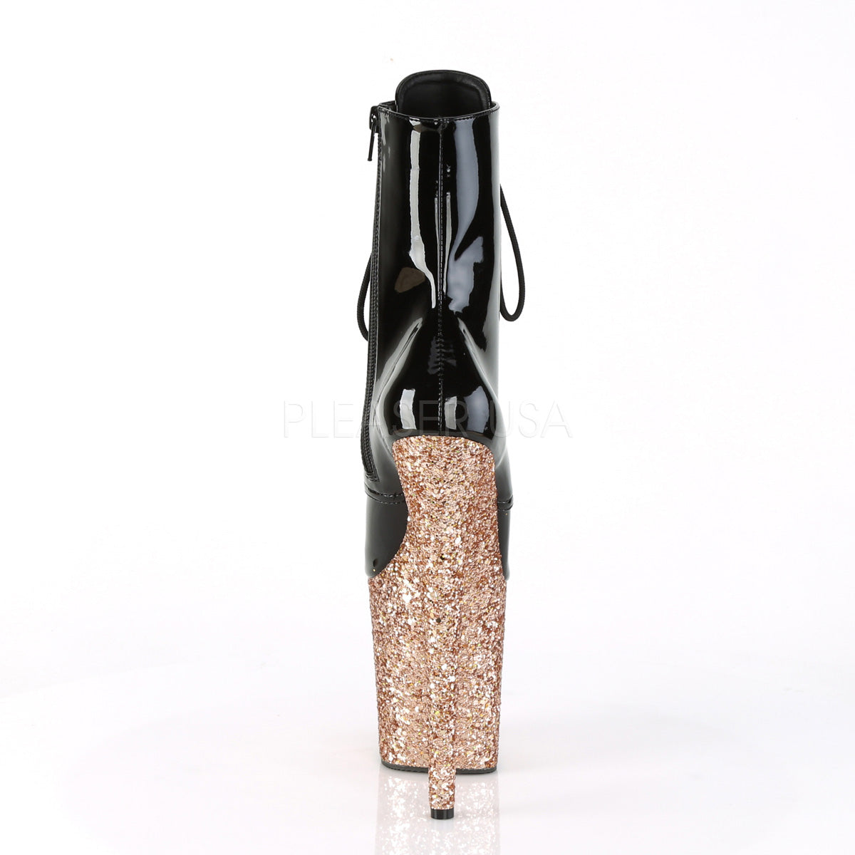 FLAMINGO-1020LG  Black Patent/Rose Gold Glitter