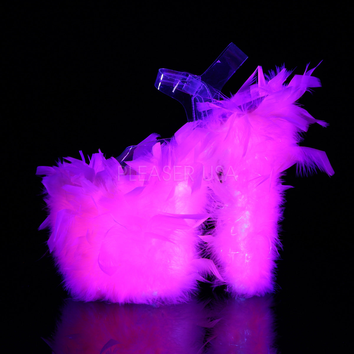 FLAMINGO-808F  Clear/Neon Pink Marabou Feather