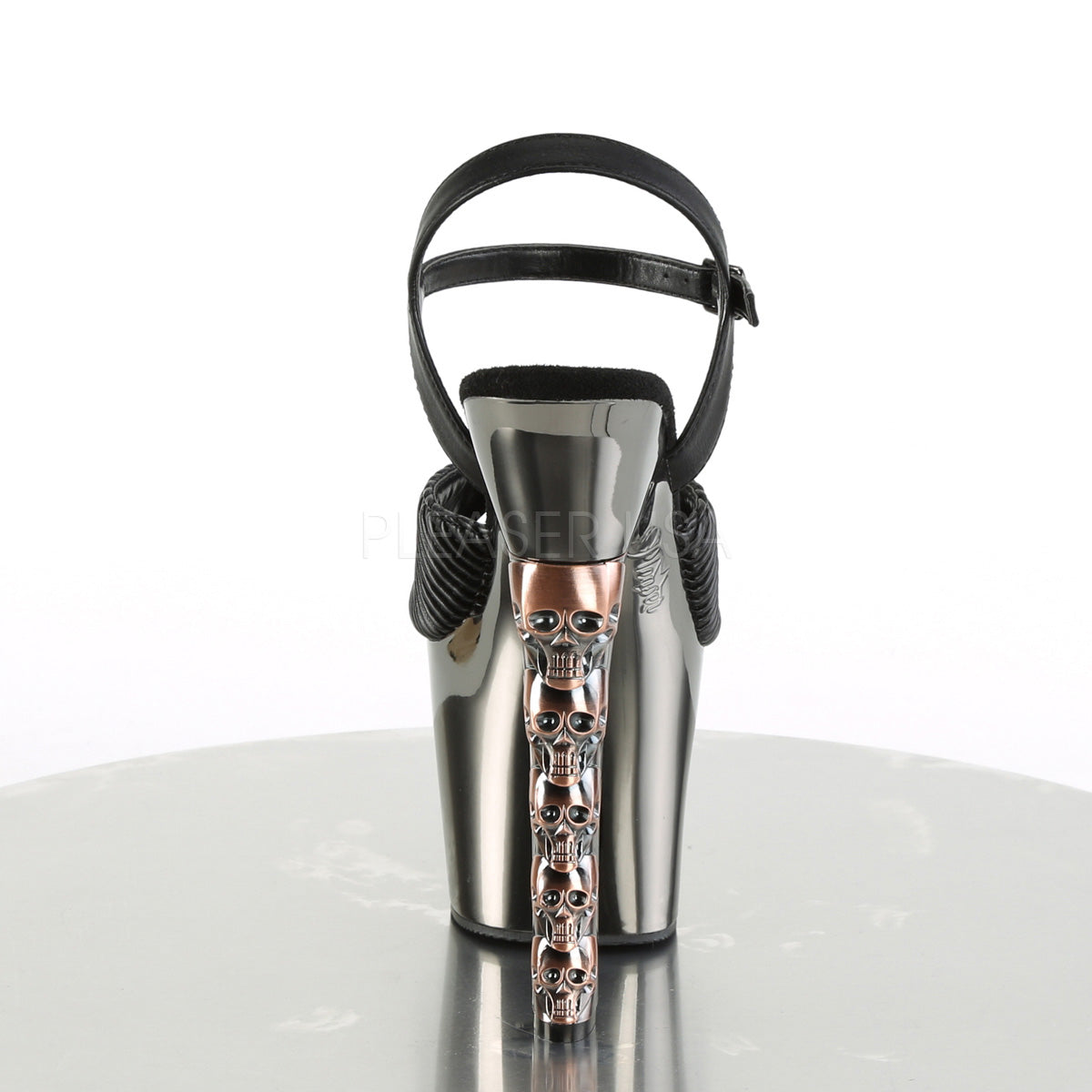 HEX-709  Black Quilted Faux Leather/Pewter Chrome