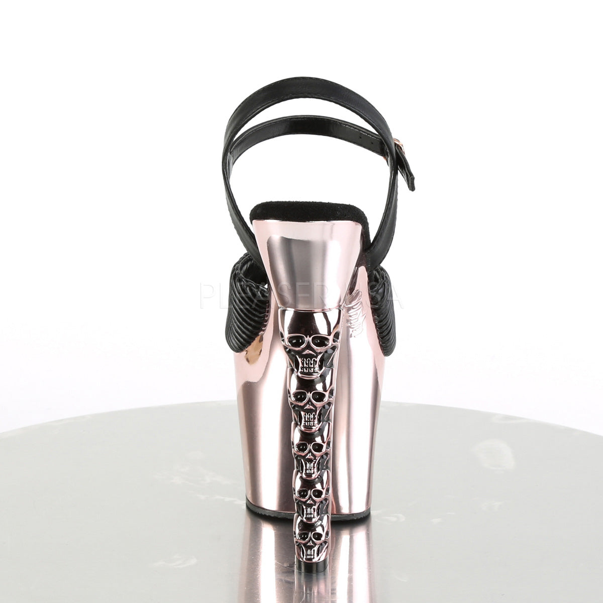 HEX-709  Black Quilted Faux Leather/Rose Gold Chrome