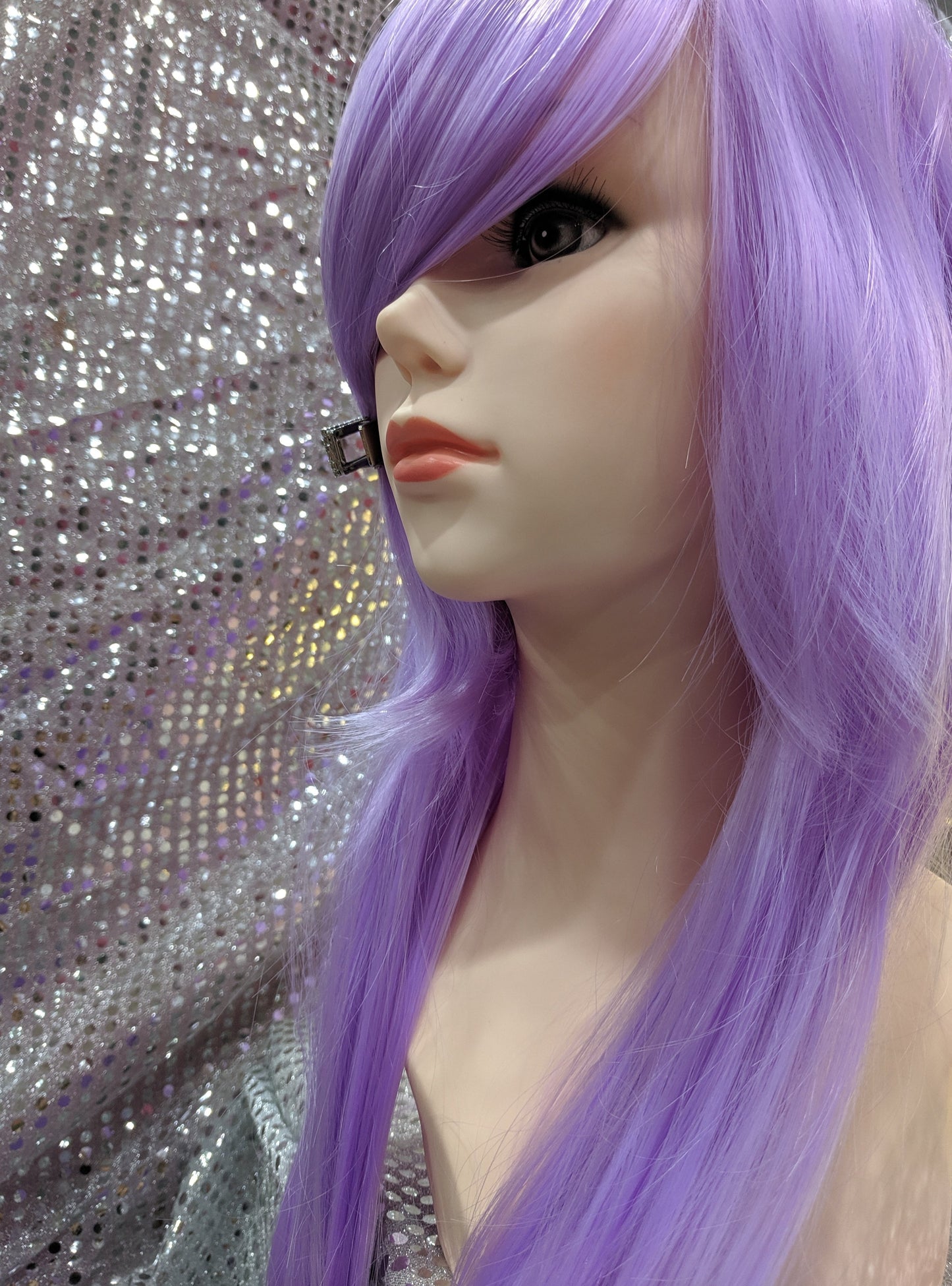 Lavender 40" Straight Heat Resistant Wig With Bangs