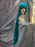 Turquoise 40" Straight Heat Resistant Wig With Bangs