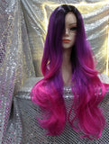 Pink Purple Ombre 26" Wavy Heat Resistant Wig