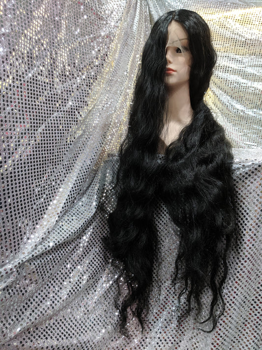 Jet Black 40" Wavy Heat Resistant Lace Front Wig