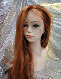 Copper 24" Wavy Heat Resistant Lace Front Wig With Baby Hairs