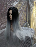 Grey Ombre 26" Straight Heat Resistant Wig