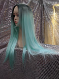 Aqua Ombre 24" Straight Heat Resistant Wig