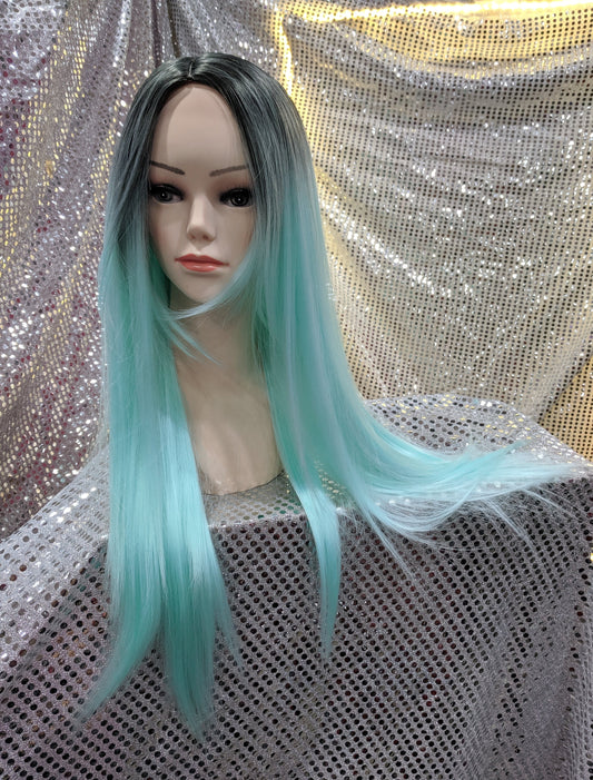 Aqua Ombre 24" Straight Heat Resistant Wig