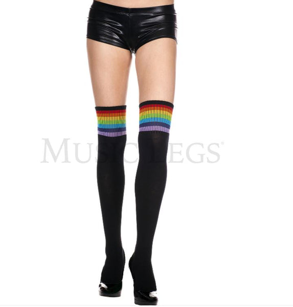 Music Legs Rainbow Stripe Acrylic Thigh High ML4855