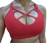 Red Strappy Front Sports Bra