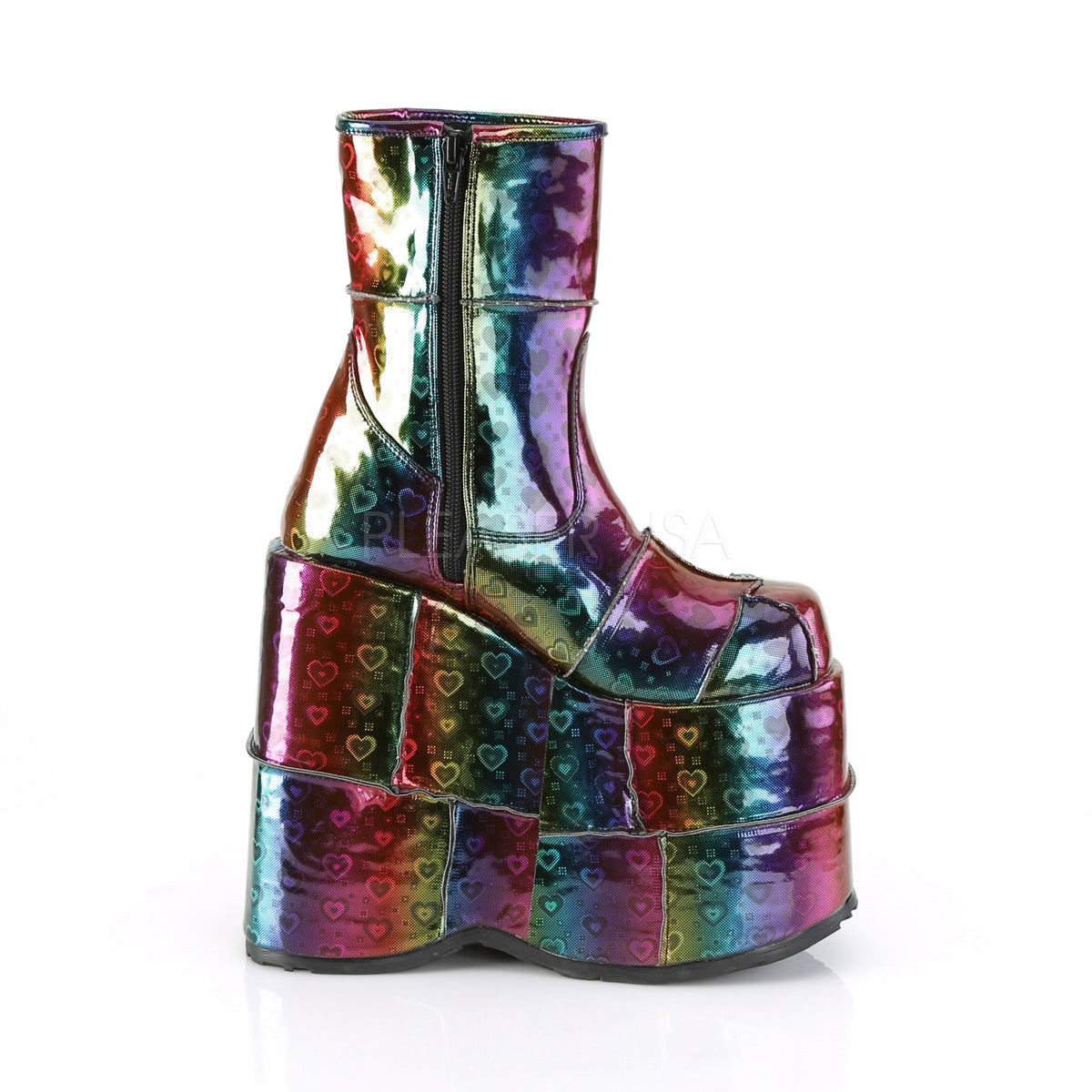STACK-201  Rainbow Hologram Vegan Leather w/ Hearts