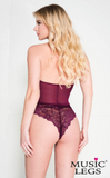 Music Legs Lingerie Scalloped Trim Lace Teddy With A Thong Back ML80048
