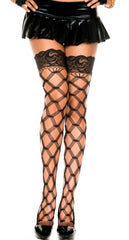 Music Legs Lace Top Stay Up Multi Strands Diamond Net Thigh Highs ML45437
