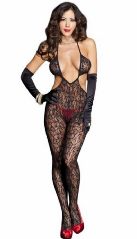 Music Legs Lace Cut Out Bodystocking ML1412